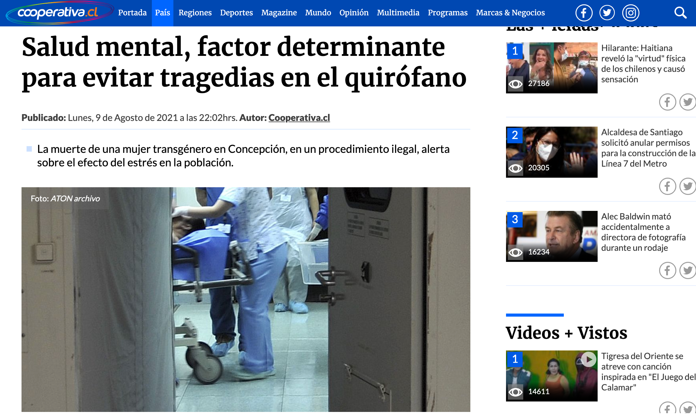 El Doctor Torres habló con Radio Cooperativa sobre la salud mental en cirugías, Wam Center